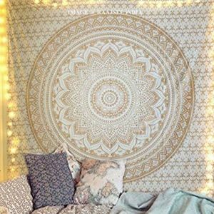 HUGE Tapestry Gold Metallic Mandala